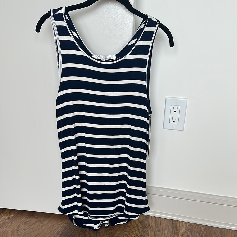 Lovers + Friends Blue & White Tank Top
